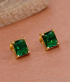 Emerald Square Stone 18K Gold Stud Earring Designs ER4650