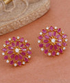 Stylish Ruby White Stone 1 Gram Gold Earring Floral Studs ER4655