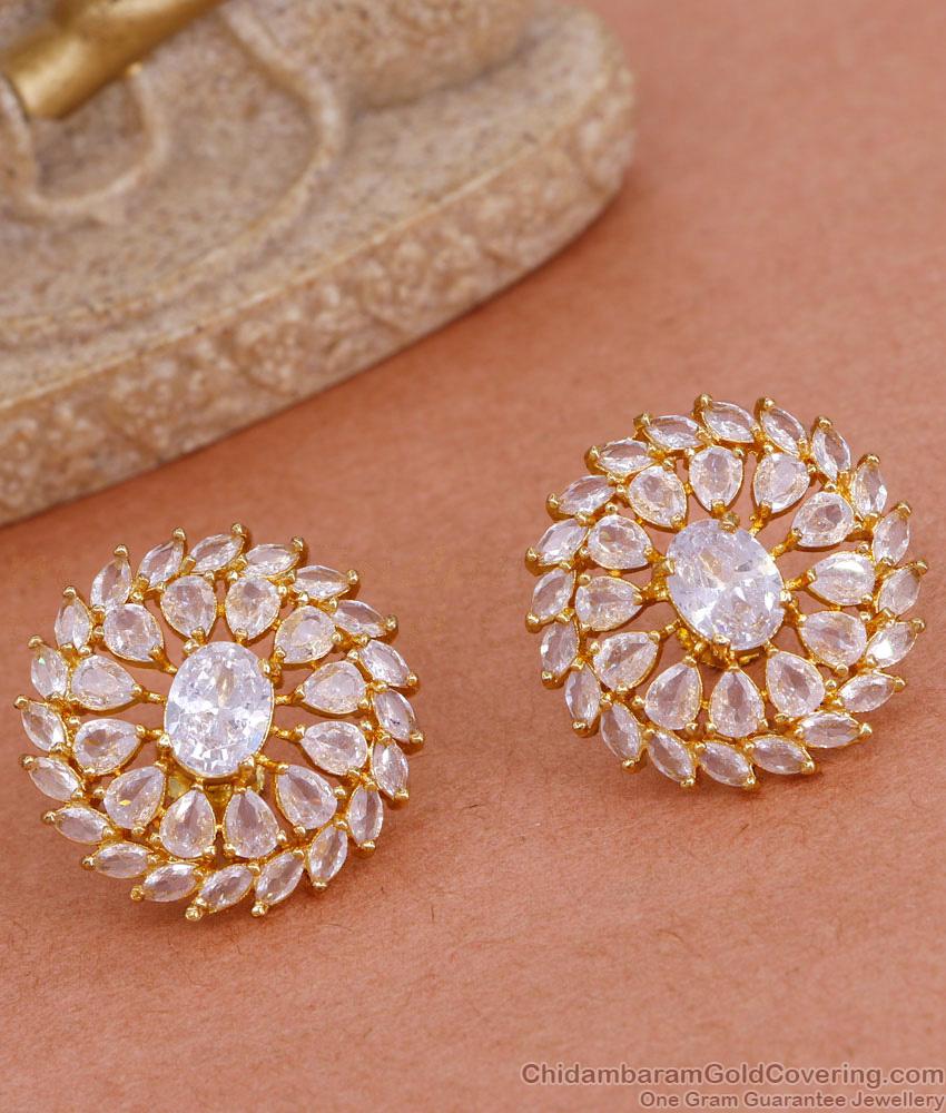 Big Size Real Diamond Design Earring 1 Gram Gold Studs For Women ER4657