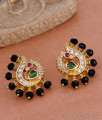 Black Crystal Peacock Stud Earring 1 Gram Gold Jewelry ER4661