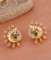 New Model Peacock Design Gold Plated Studs With Pink Crystals ER4662