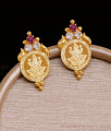 Gold Design Small Lakshmi Coin Studs With Ruby White Stone ER4674