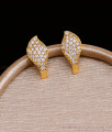 J Shaped Diamond Studs Earring Gold Finish For Daily Wear ER4676