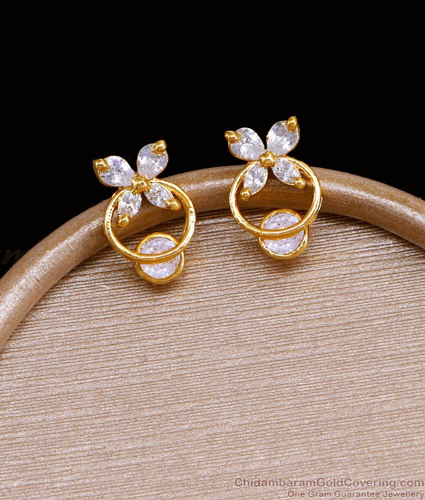 Trendy Butterfly Design White Stone Gold Ear Studs Online ER4678