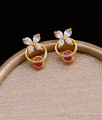 Real Gold Design Ruby White Stone Stud Earring For Office Wear ER4680