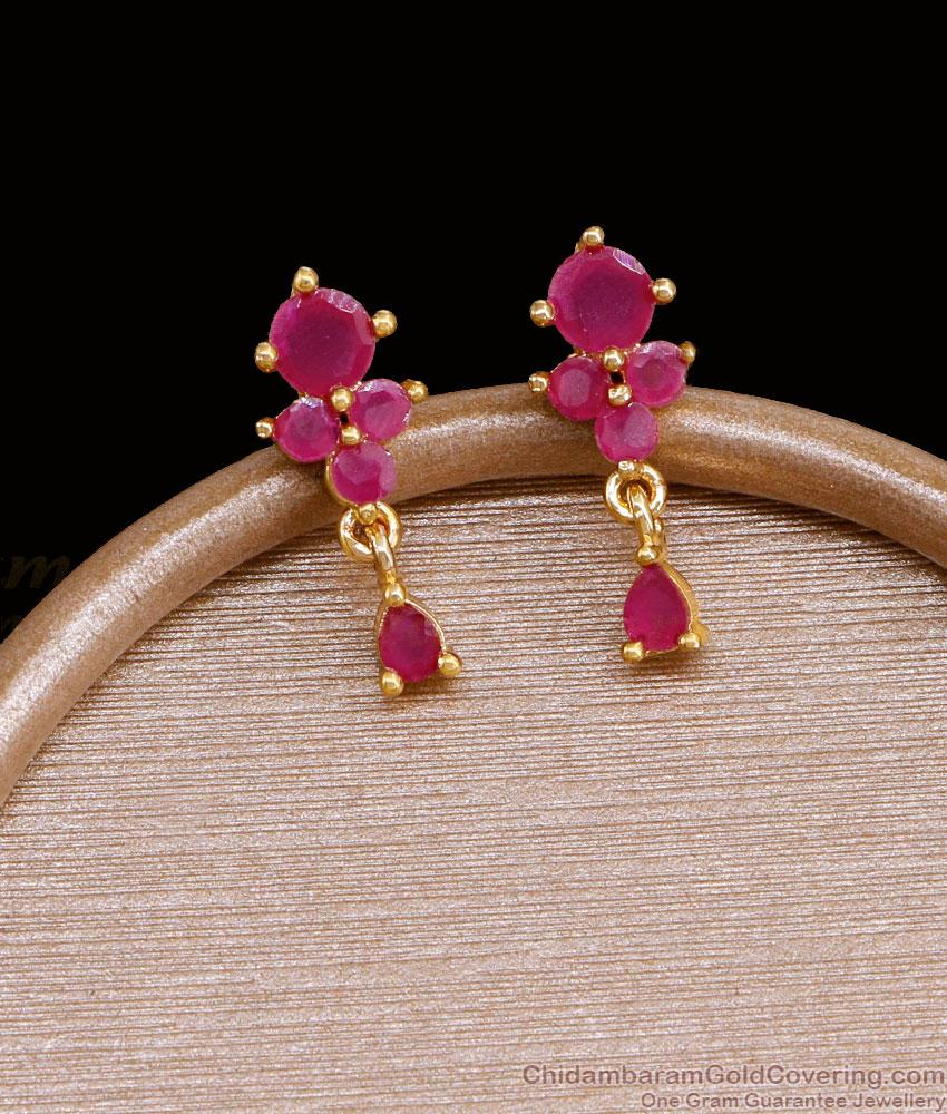 Buy Trendy Ruby Stone Gold Earring For Party Wear ER4683