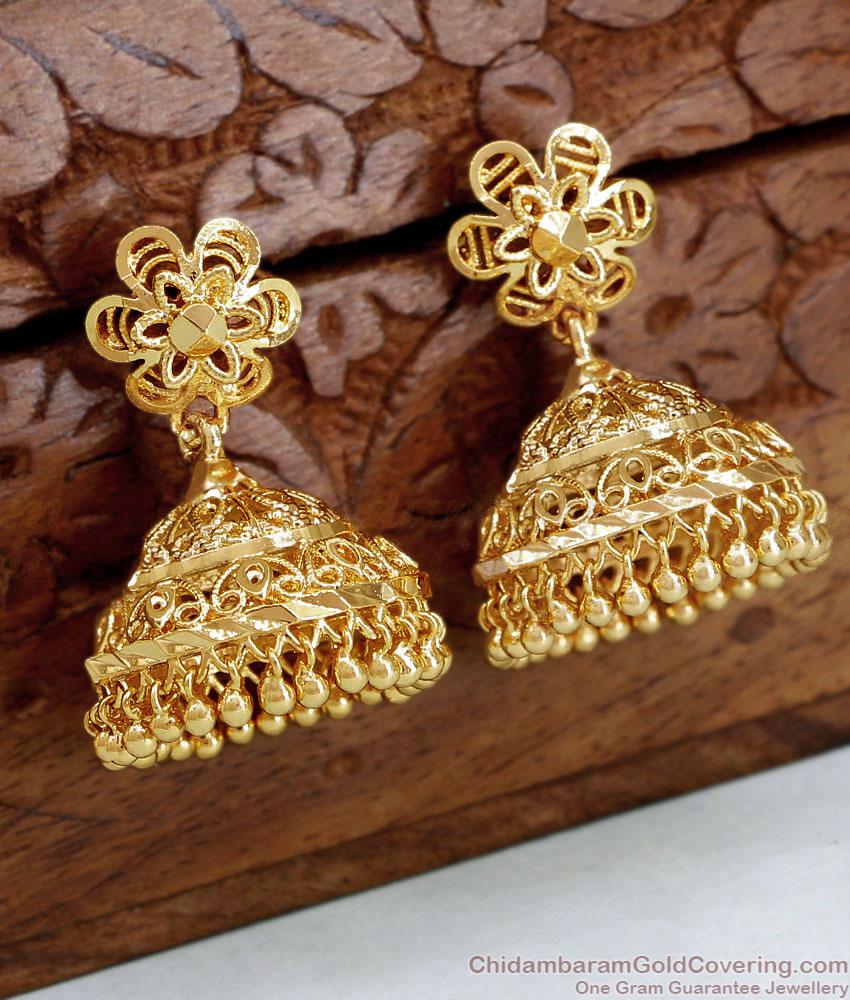 Wedding Gold Plated Earring Plain Beads Jhumka Online ER4687