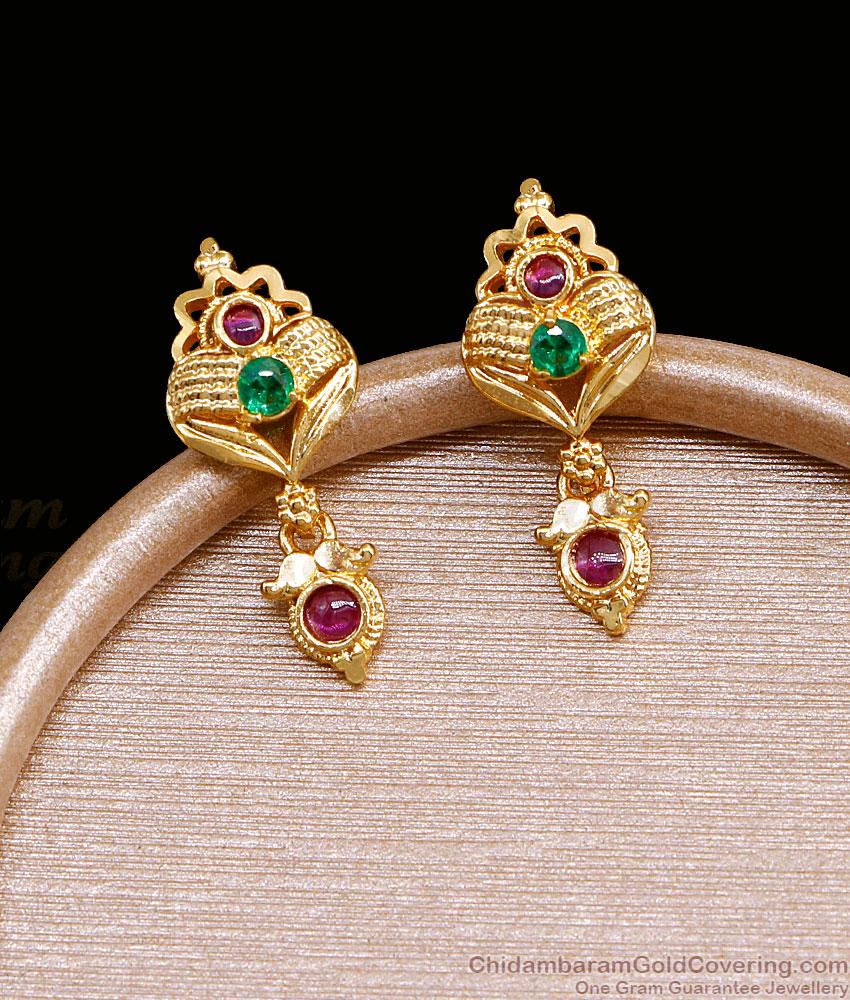 Traditional One Gram Gold Stud Earring With Stone ER4695