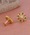 Daily Wear Multi Stone Small Gold Plated Stud Earring ER4700