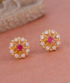 South Indian Ruby White Stone Gold Imitation Stud Earring ER4702