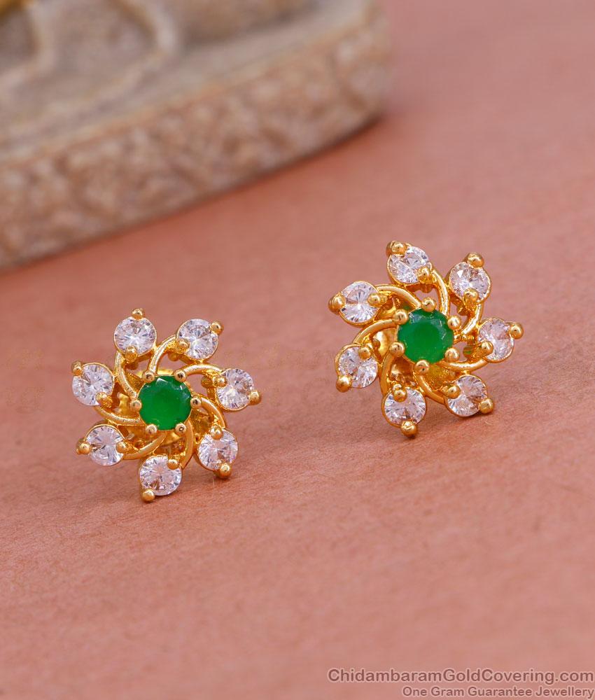 Buy One Gram Gold Ad Stone Stud Earrings Online ER4705