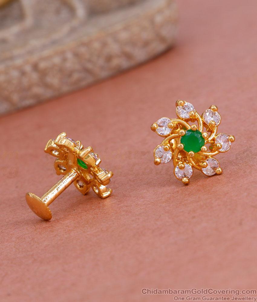 Buy One Gram Gold Ad Stone Stud Earrings Online ER4705