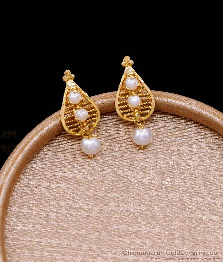 Small Droplet Design Gold Plated Studs Pearl Earrings ER4715