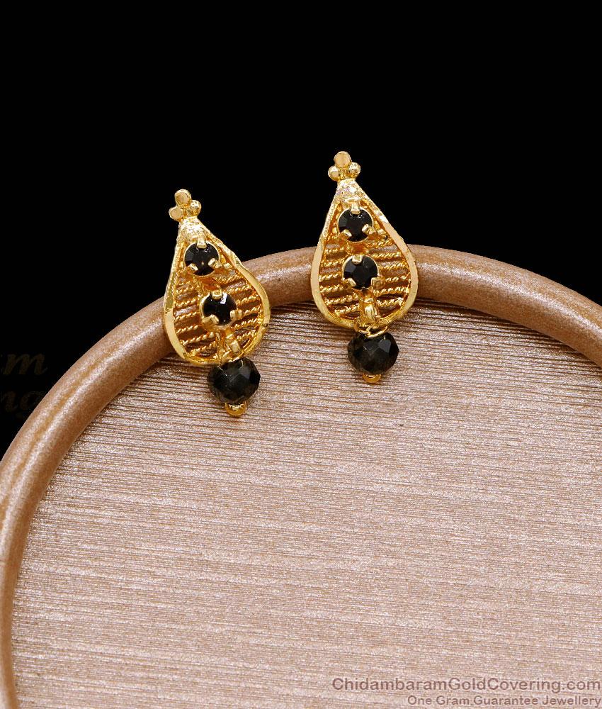 Black Crystal Gold Plated Studs Evil Eye Earring For Girls ER4717