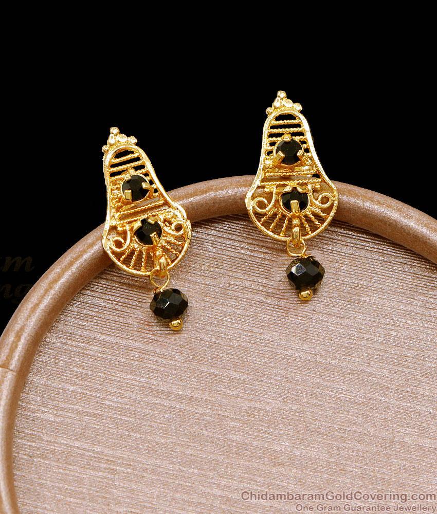 Buy Daily Wear Micro Gold Plated Black Stone Earring Online ER4719