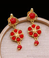 Beautiful Red Coral Stone Gold Imitation Earring Heart Design ER4726