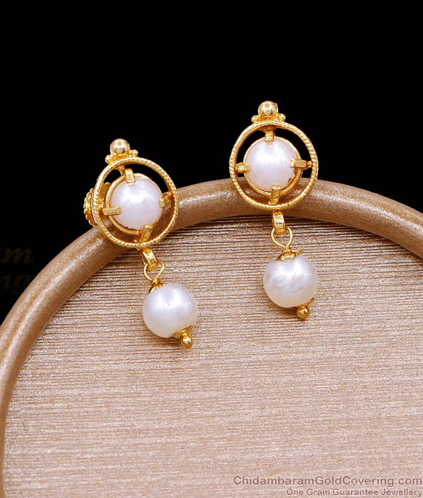 Designer 1 Gram Gold Pearl Stud Earring With Price ER4730