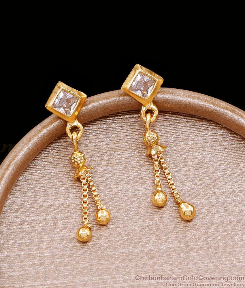 Latest White Stone Micro Gold Plated Earring With Price ER4734