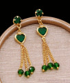 Sparkling Green Crystals Heart Shaped Gold Dangler Earring ER4740