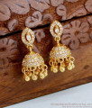 Stylish White Stone Micro Gold Plated Jhumka For Brides ER4746