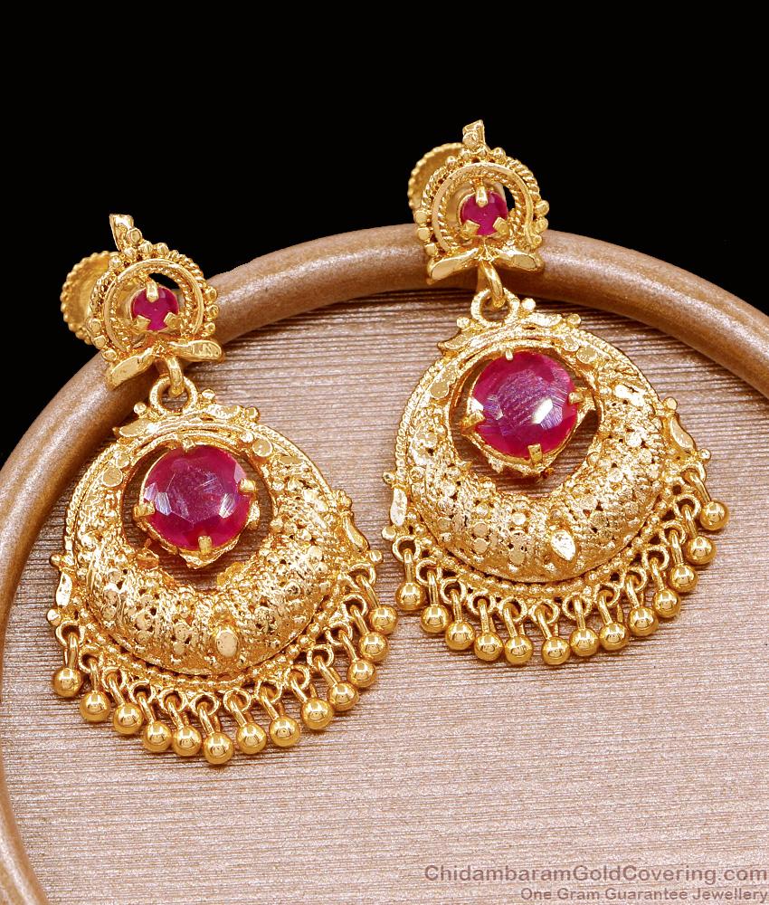 Bridal Gold Plated Ruby Stone Dangler Earring Online ER4753