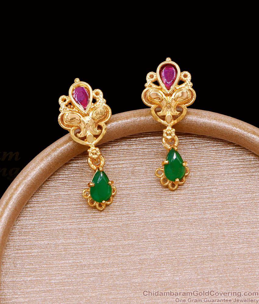 Pure Gold Tone Fancy Earring Ad Stone Design For Women ER4757