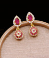 Glittering Ruby White Diamond Earring Hanging Ball Design ER4758