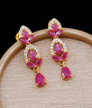 Stylish Micro Gold Plated Ruby White Dangler Designer Earring ER4759