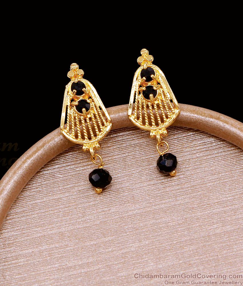 Daily Wear Black Crystals Gold Plated Stud Earring For Women ER4769