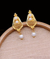 Kerala Pattern Micro Gold Plated Stud Earring With Pearls ER4770