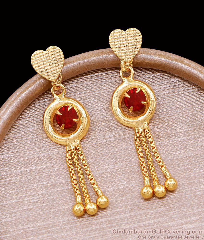 Attractive Heart Shaped Ruby Stone Dangler Earring For Women ER4772