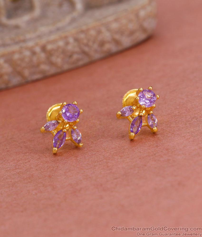 Cute Amethyst Stone Gold Stud Earring Shop Online ER4774