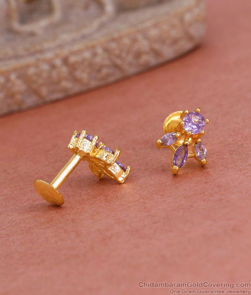 Cute Amethyst Stone Gold Stud Earring Shop Online ER4774