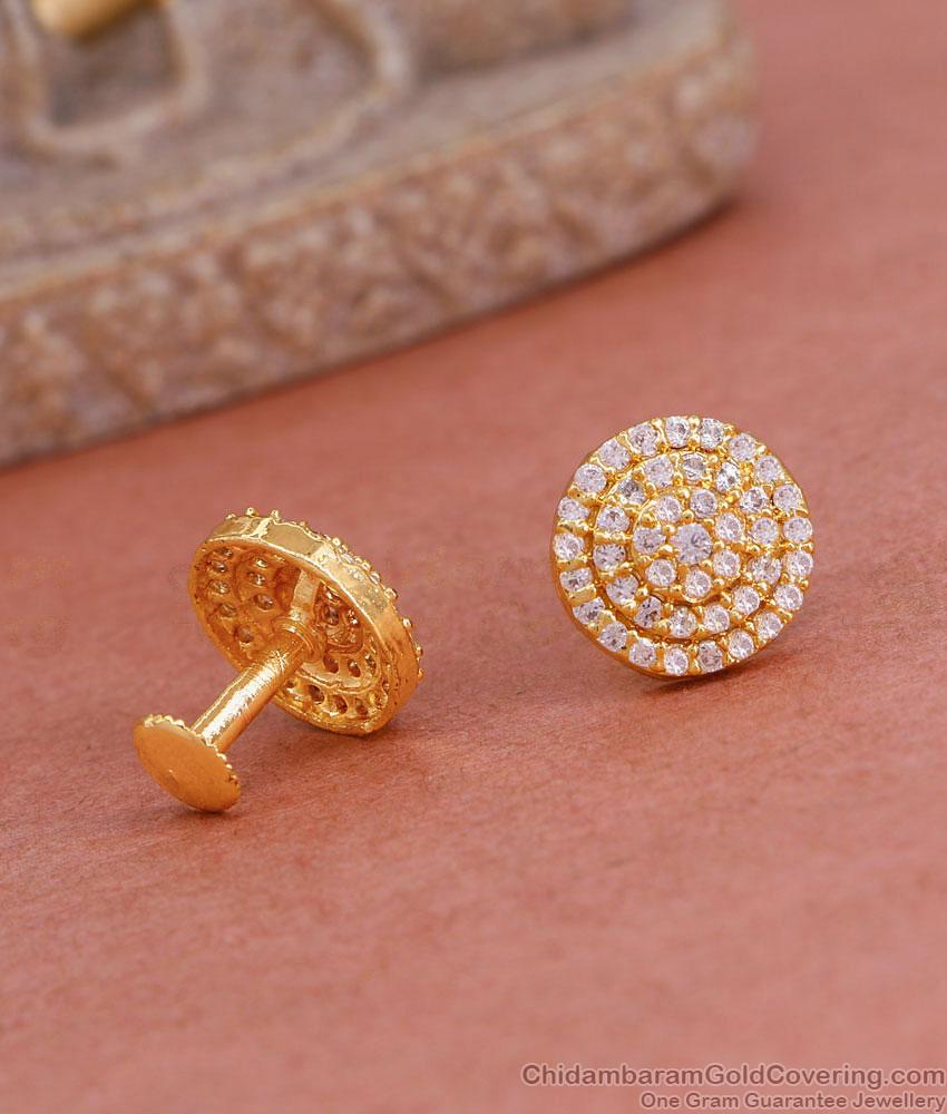 Latest 1 Gram Gold Gold Screw Back Diamond Studs Online ER4776