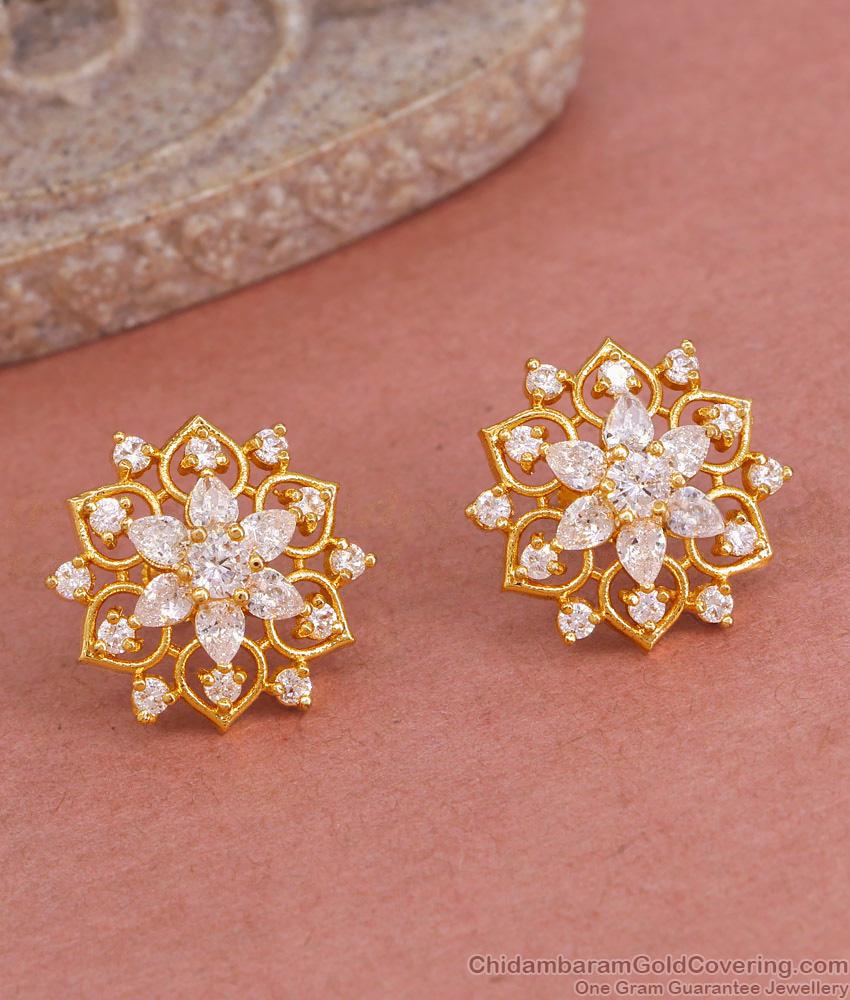 Premium Gold Plated White Stone Designer Studs Earring ER4778