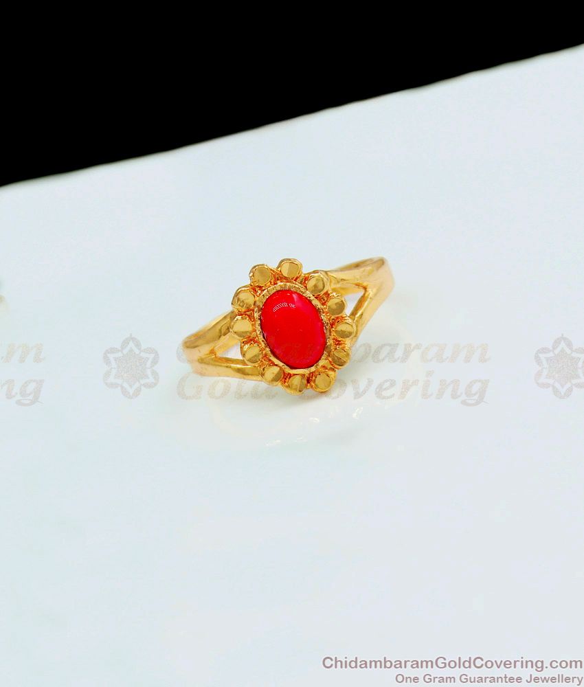 Original Impon Red Pavalam Stone Rings Gati Stone Jewelry FR1002