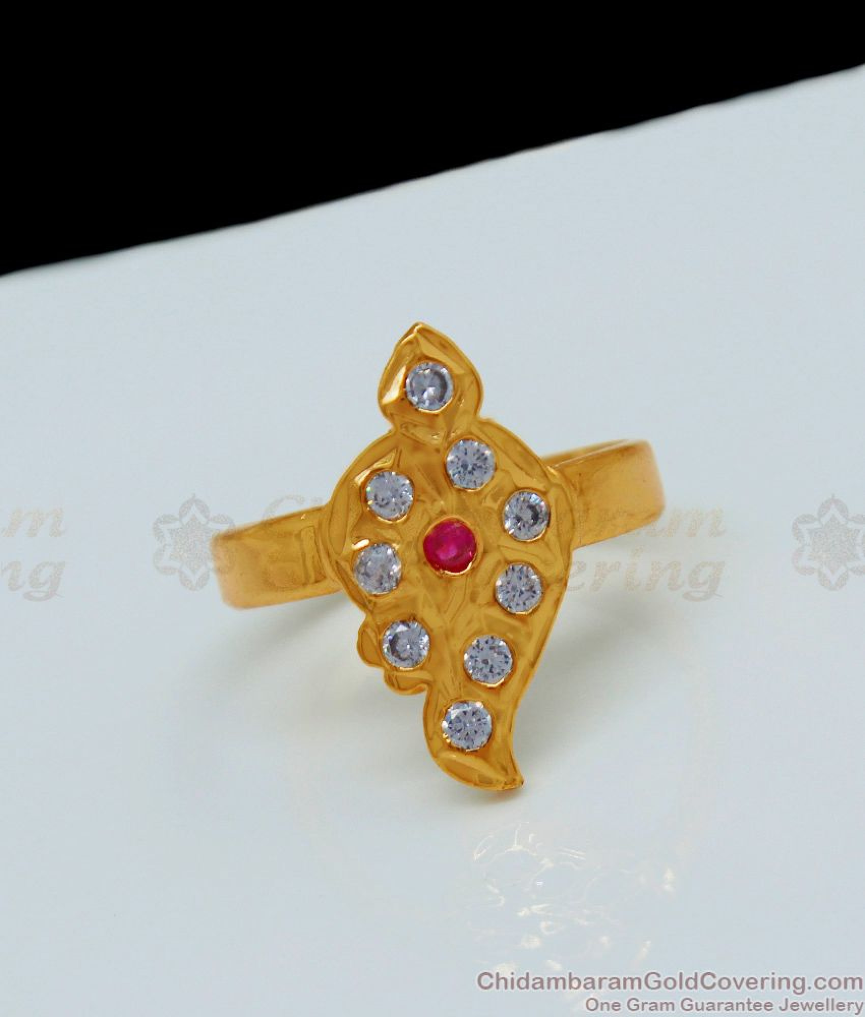 Buy Online Impon Sangu Design Finger Rings Gati Stone Imitation Jewelry