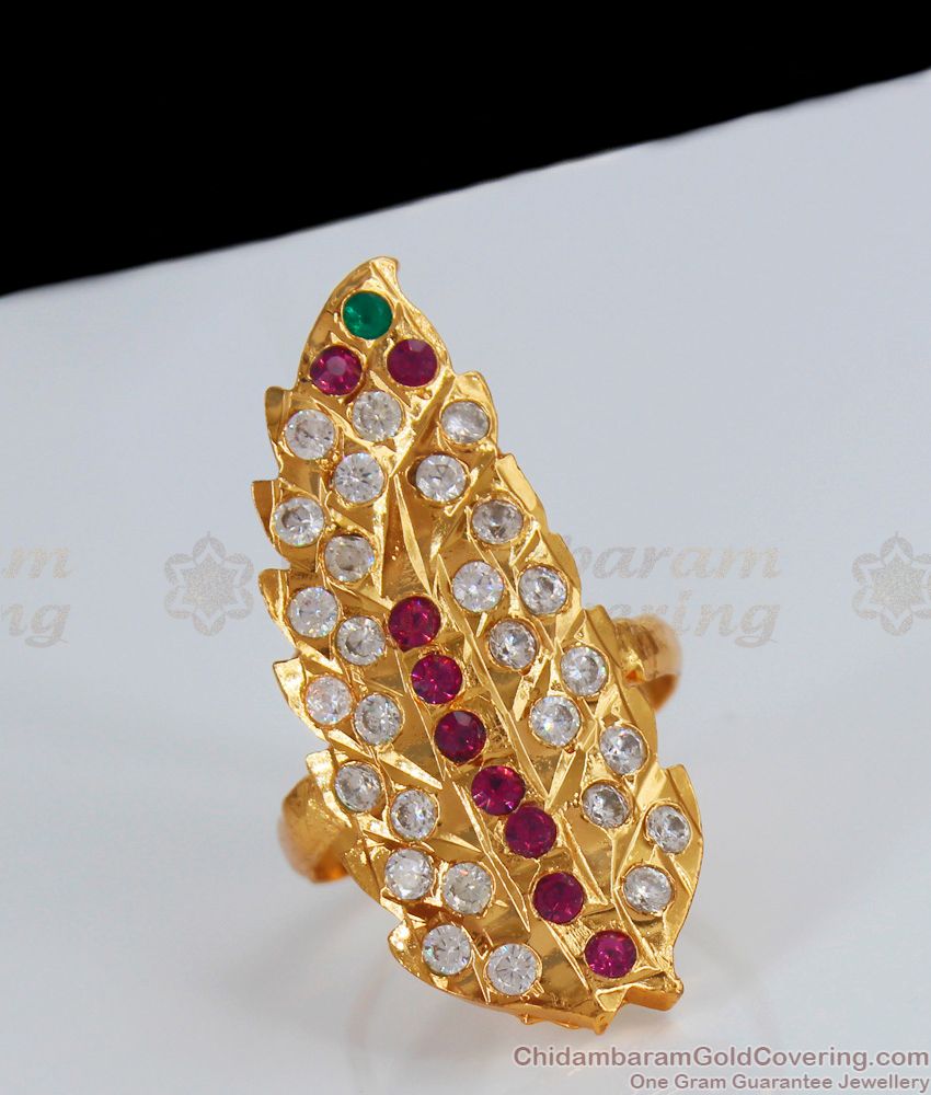 New Collection Impon Finger Rings Leaf Pattern Ruby White Stone Imitation Jewelry FR1112