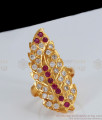 New Arrival Impon Finger Rings Leaf Pattern Ruby White Stone Imitation Jewelry FR1113