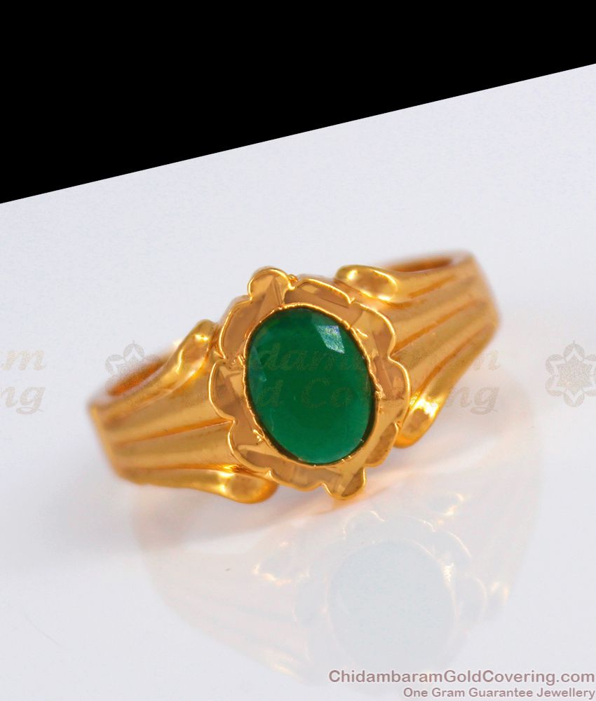 Big Emerald Stone Original Impon Gold Rings For Mens FR1166