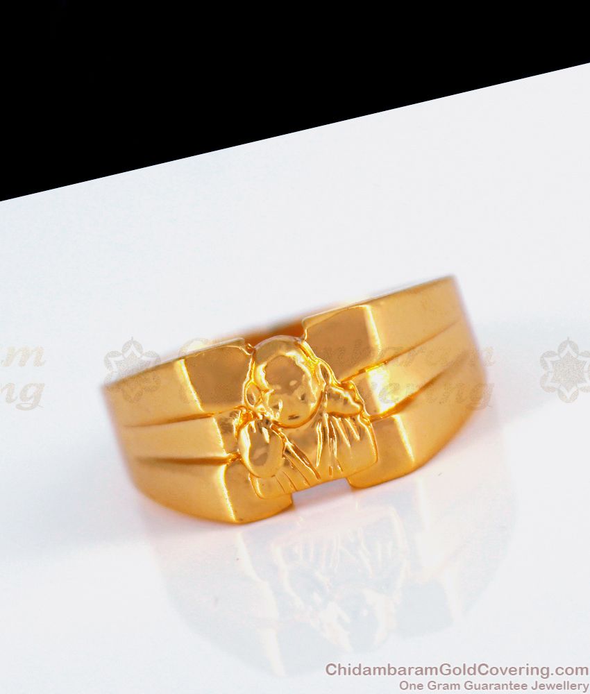 22Kt Sai Baba Men Ring - RiMs8452 - 22kt Yellow Gold Mens Ring with  religious Sai Baba Idol designed with Frosty finish.