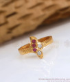 Ruby White Stone Impon Finger Ring Saangu Design FR1340