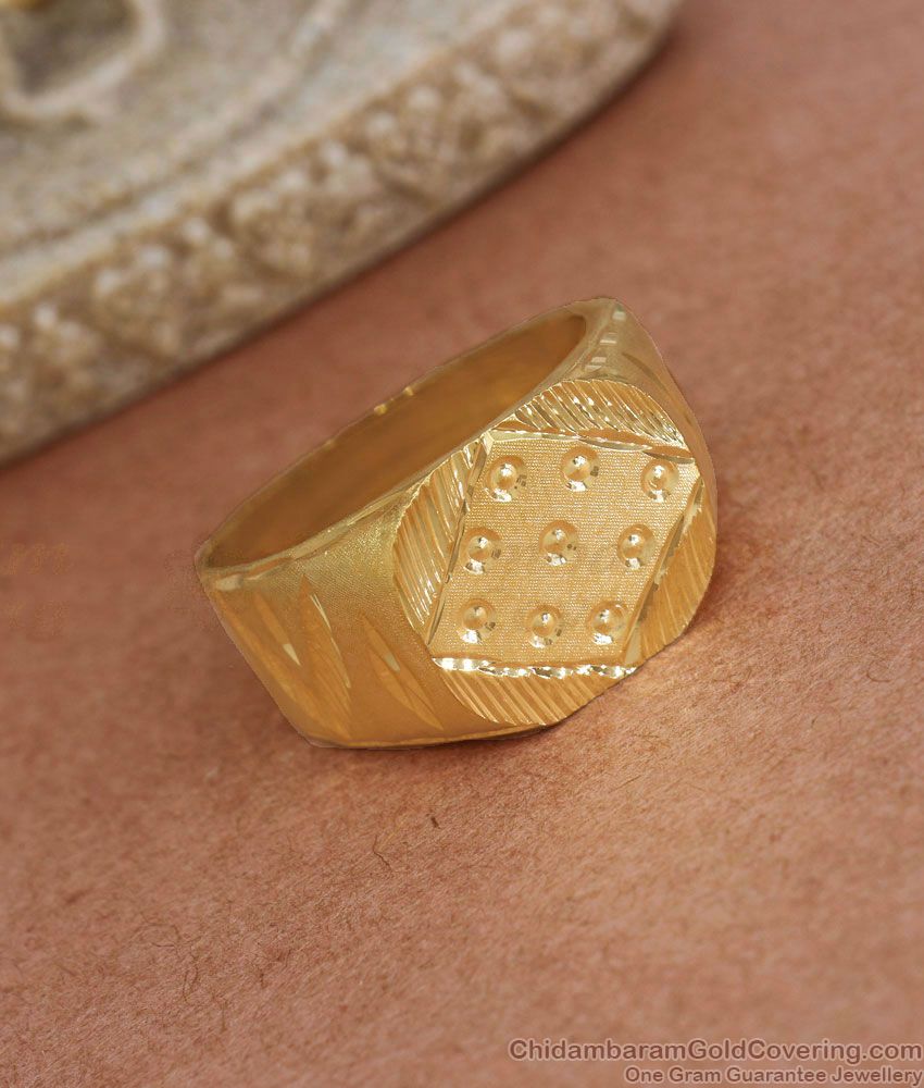 Men's Rectangular Nugget Two Finger Ring 10K Yellow Gold Size 11