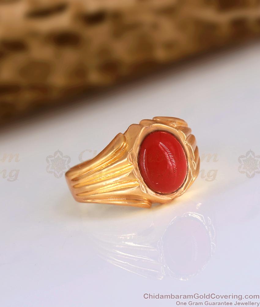Mens Red Coral Finger Ring Impon Collections FR1414