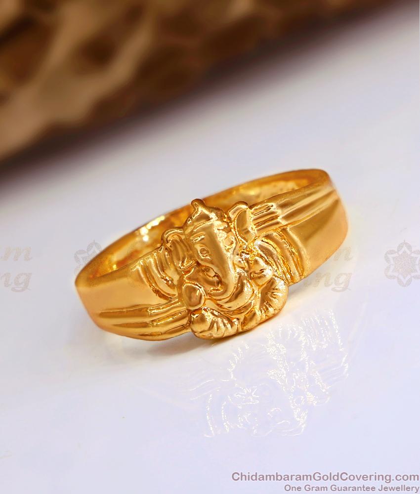 Lord Vinayagar Culptured Impon Finger Ring Plain Design FR1536