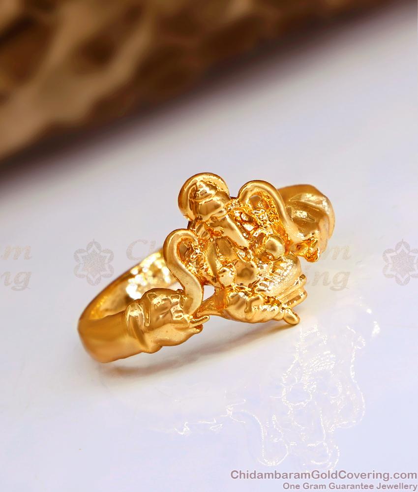 Premium Quality Impon Lord Ganesha Finger Ring 1 Gram Gold Jewellery FR1537