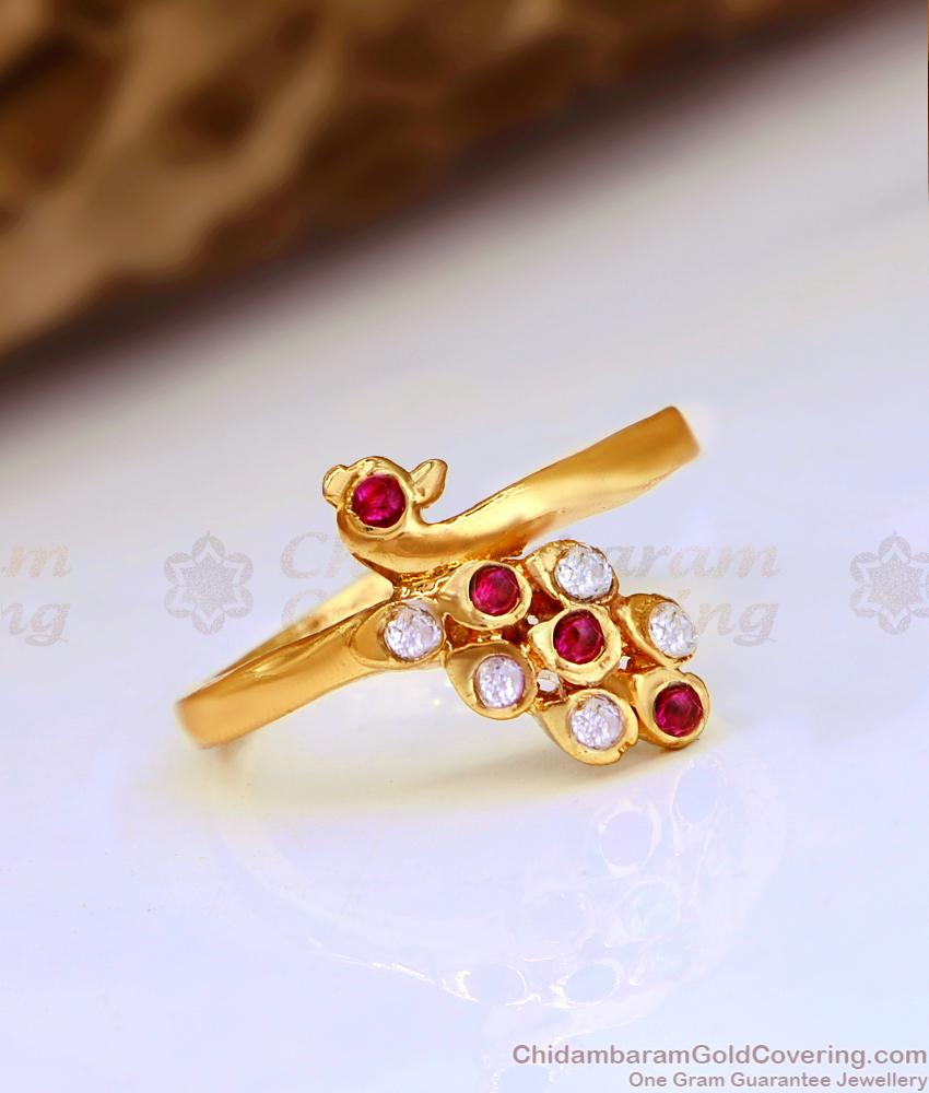 Beautiful Ruby White Stone Impon Finger Ring Women Fashion Jewelry FR1539