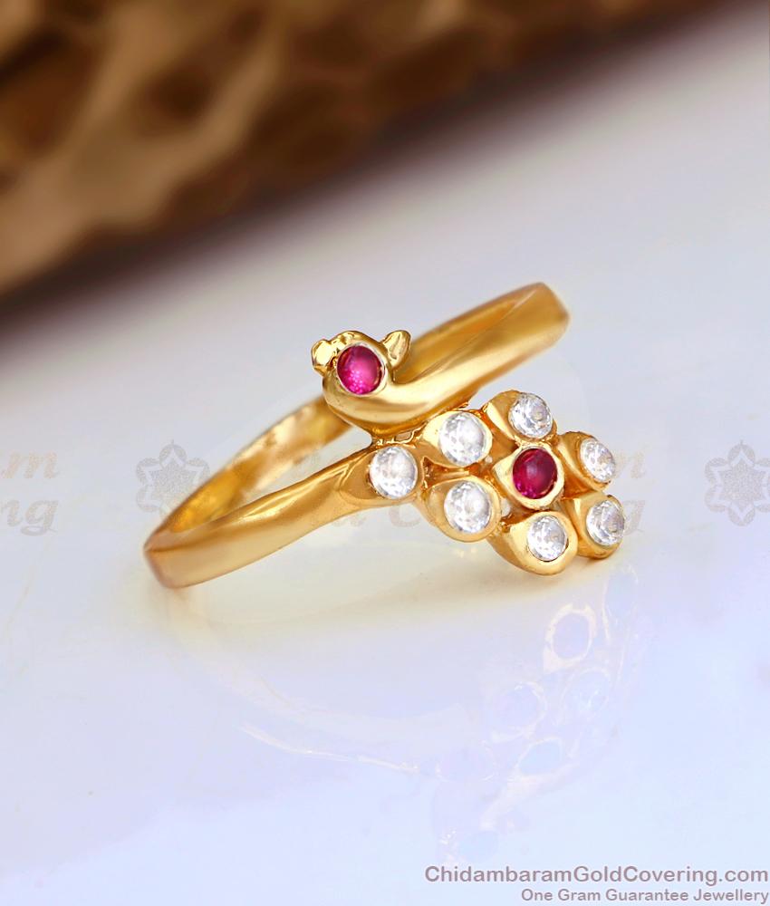 Cute Peacock Design Stone Ring 5 Metal Online Jewellery FR1541