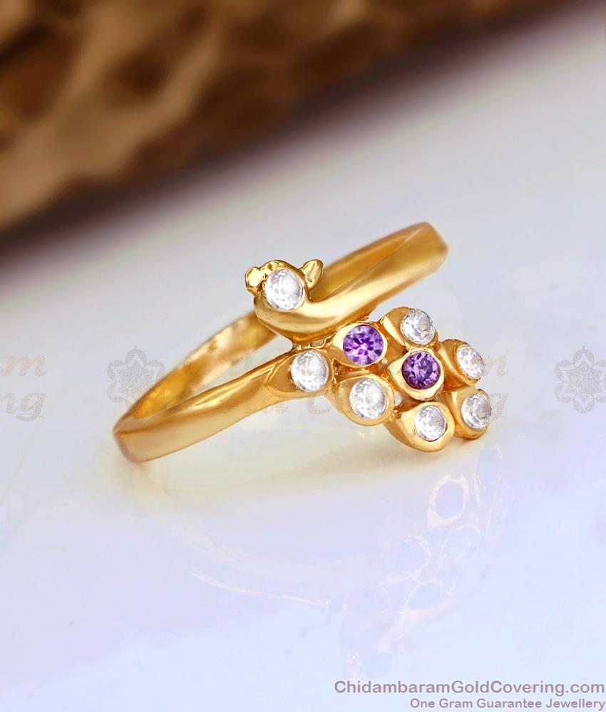 Amethyst Stone Peacock Ring Impon Panchaloha Collections FR1543