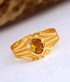 Single Yellow Diamond Ring 1 Gram Gold Imitation Jewellery FR1548